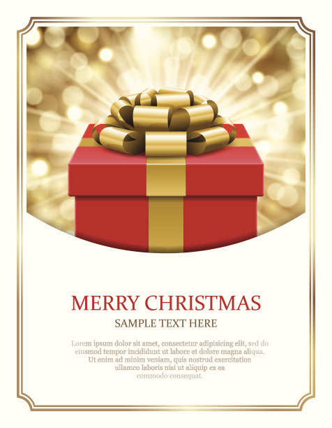 礼物盒和灯光圣诞矢量背景。图片下载