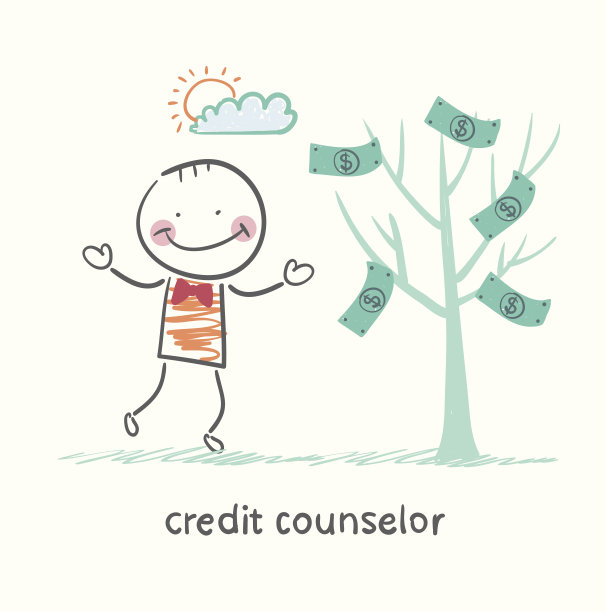 信用顾问在钱树旁图片下载