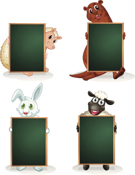 黑板在动物前面图片下载
