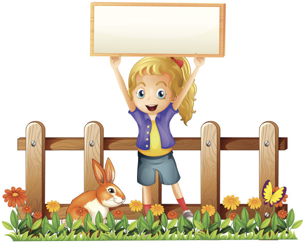 一个空相框和一只兔子的女孩图片下载