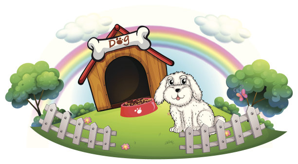 狗在有篱笆的房子里图片下载