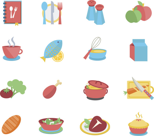 矢量插图的食物图标在白色的背景图片下载