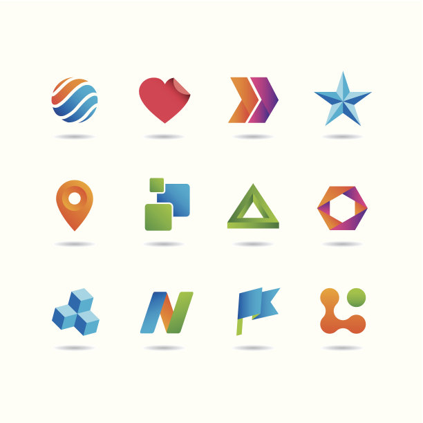 一组十二种不同形状的图标图片下载