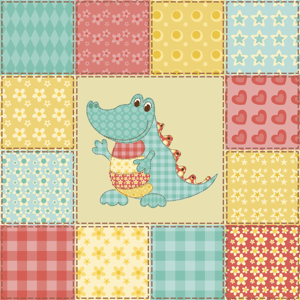 鳄鱼拼凑图案图片下载