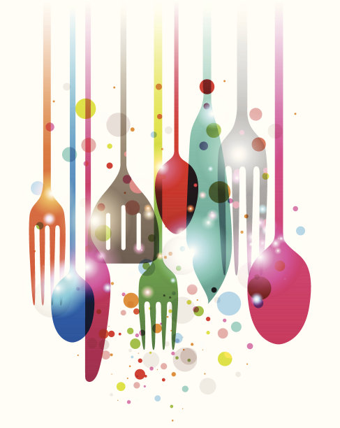 厨房用具的艺术品在多个颜色与圆圈图片下载