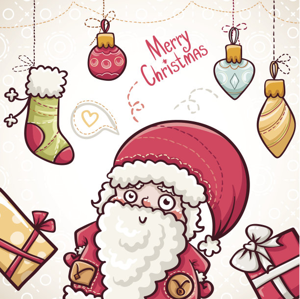 圣诞快乐和新年快乐的明信片与圣诞老人图片下载