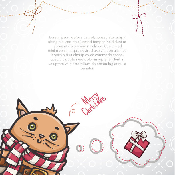 圣诞快乐的明信片和猫图片下载