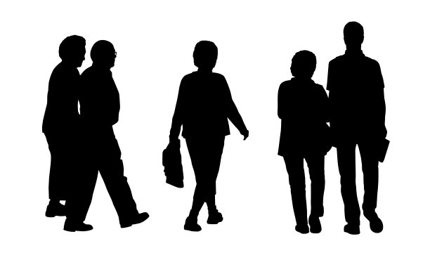 人们在户外散步的剪影图片下载