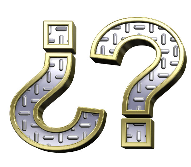 问号由钢花纹板字母表设置图片下载