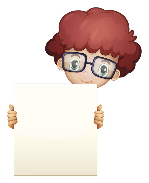 看起来很聪明的男孩拿着一块空板图片下载