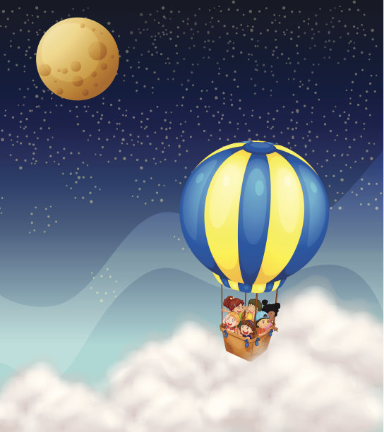 孩子们在热气球里图片下载