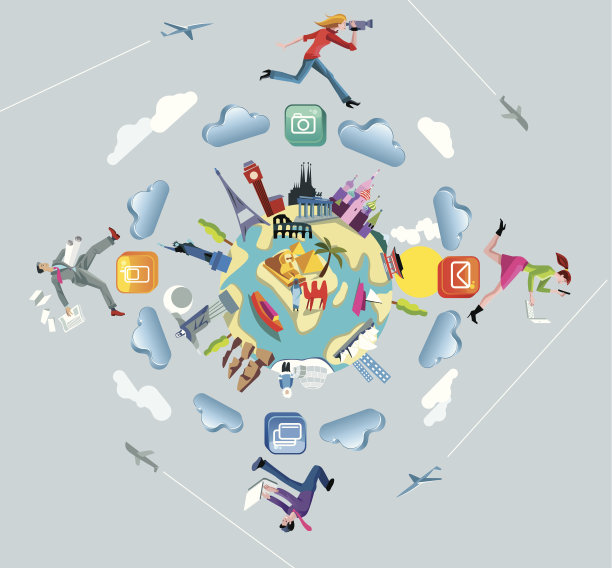 世界五大洲的图标素材图片