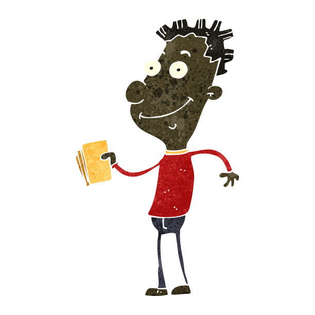 拿着票的复古卡通男孩图片下载