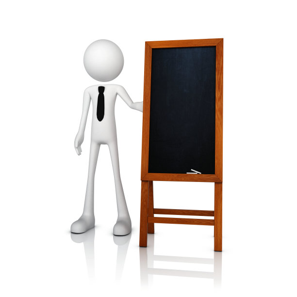3D商人与黑板图片下载