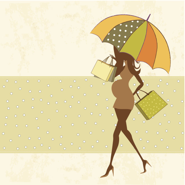 婴儿通告卡与美丽的孕妇图片下载