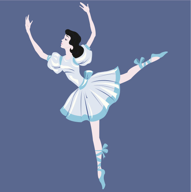 穿着蓝色裙子的黑发舞者图片下载