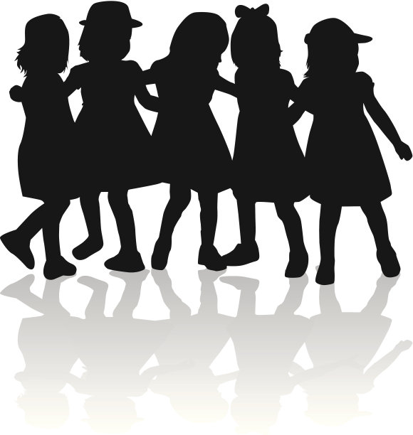 一群孩子的剪影图片下载