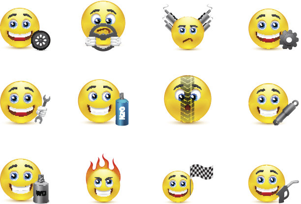 赛车装备微笑图标集图片下载