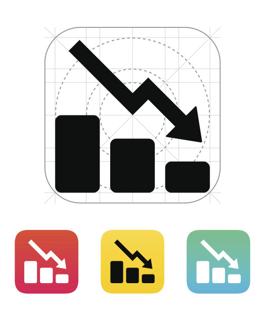 图表向下图标。图片下载