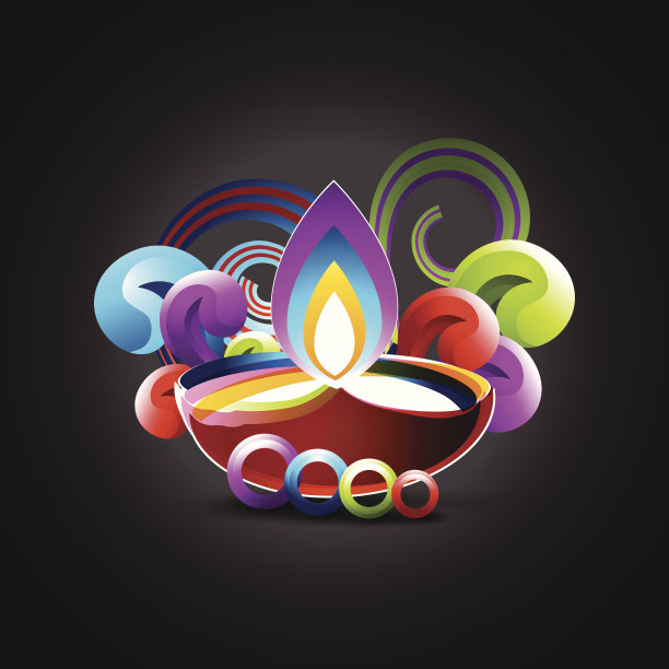 色彩斑斓的排灯节设计图片下载