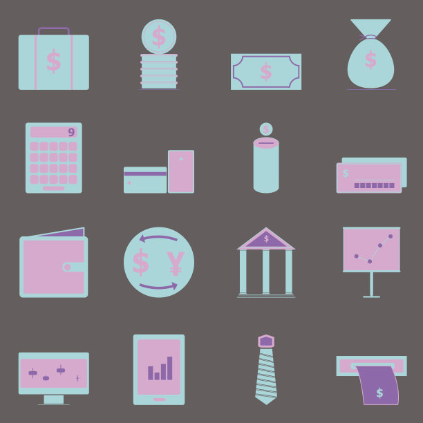 灰色背景上的商业颜色图标图片下载