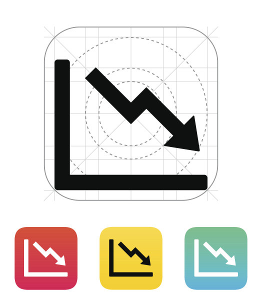 图表向下图标。图片下载