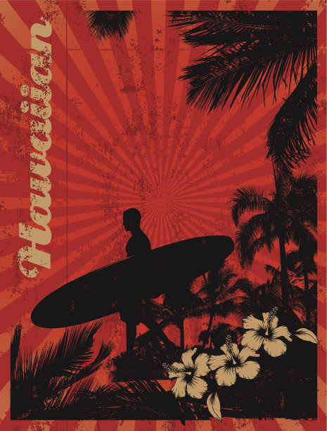 夏威夷复古冲浪背景图片下载