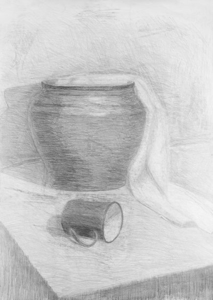 静物画的铅笔画图片下载