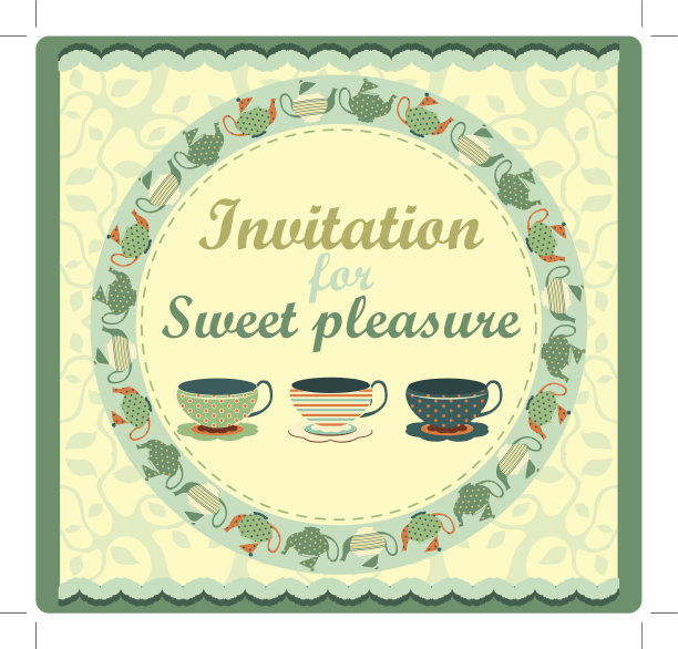 茶会请柬，矢量插图图片下载