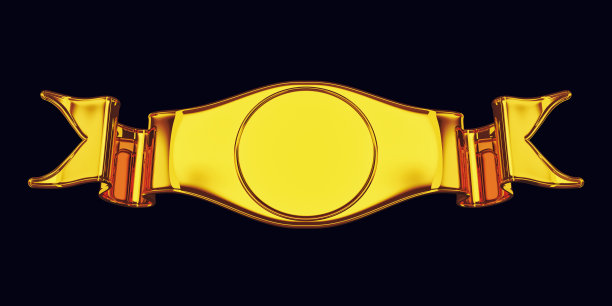 金色空白的徽章或标签，带卷，可作为证书使用图片下载