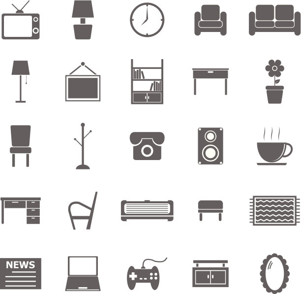 白色背景上的客厅图标图片下载