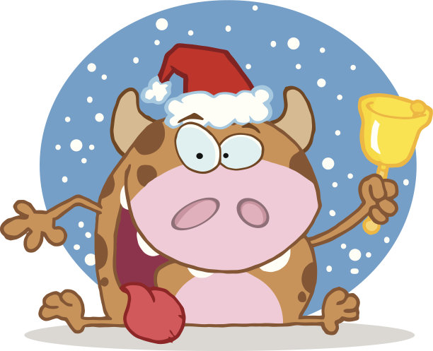 快乐的牛犊性格响铃圣诞与背景图片下载