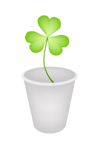 花盆里的四叶三叶草图片下载