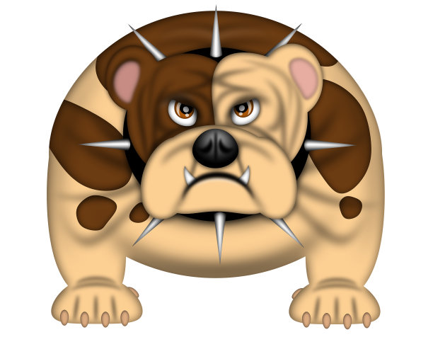 英国斗牛犬，白色上孤立有刺颈图片下载