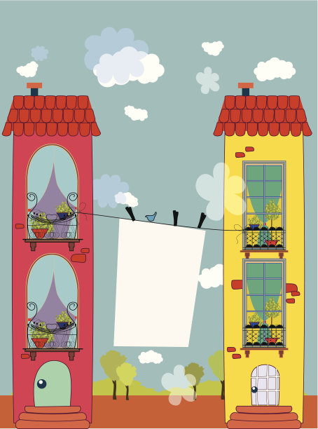 五彩缤纷的房子的设计。图片下载