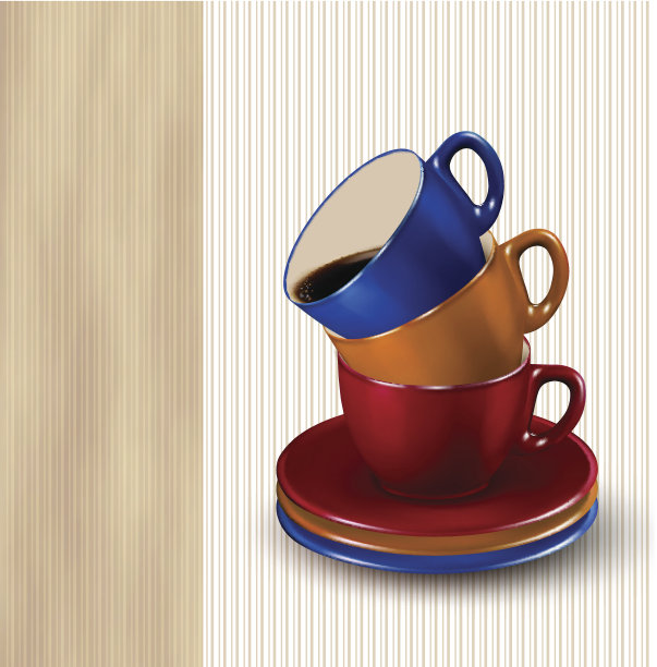 背景与五颜六色的咖啡杯。图片下载