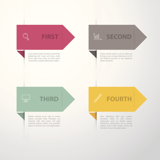 旗帜设计模板在四种颜色上的一个棕色的背景图片下载