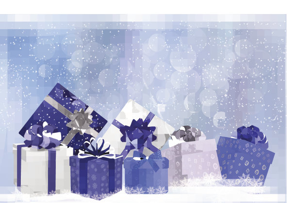 圣诞背景与礼物盒和雪花。矢量插图。图片下载