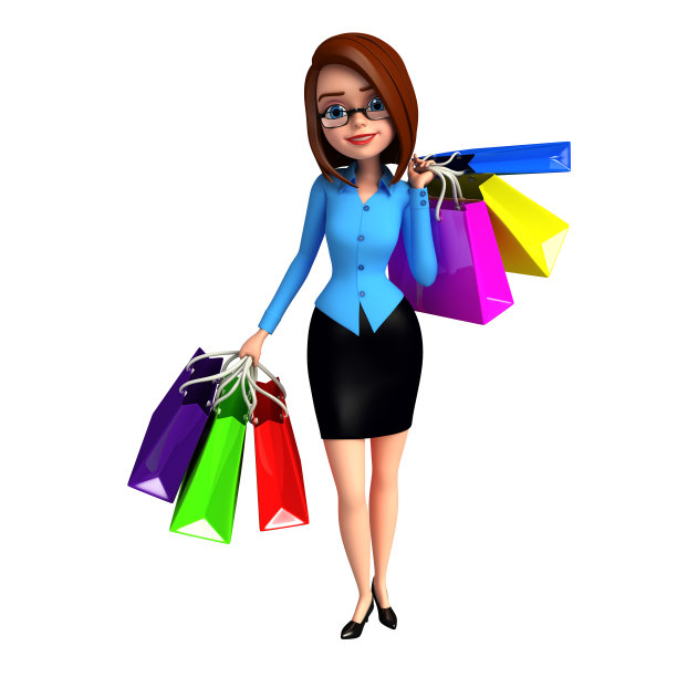 拿着购物袋的年轻女孩图片下载