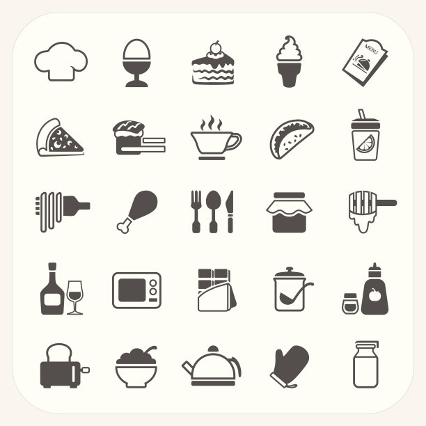 食物图标设置在白色背景图片下载
