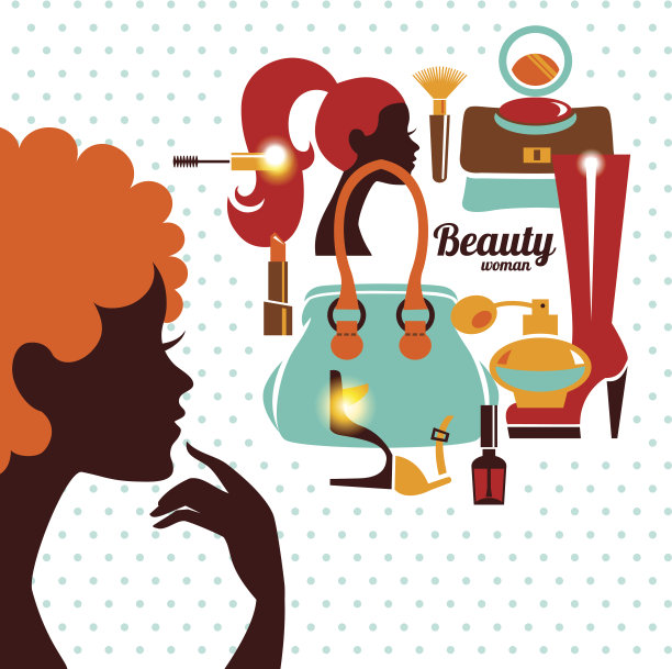 美丽的女人轮廓与时尚图标图片下载