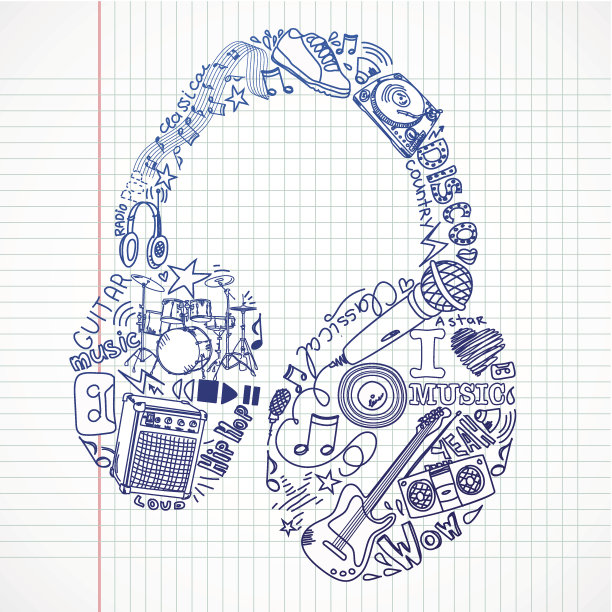 耳机形状的音乐涂鸦图片下载