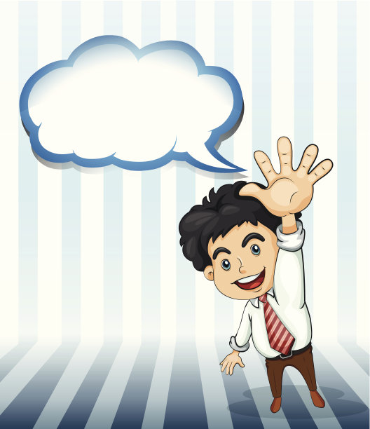 微笑的商人与一个空的云模板图片下载