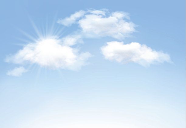蓝天，有云，有太阳。向量的背景图片下载
