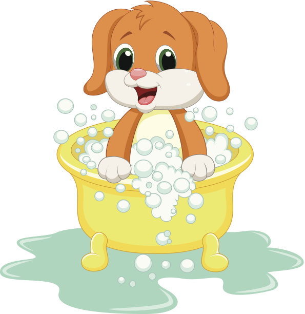 卡通狗洗澡图片下载