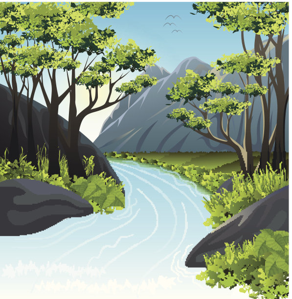 树傍河山，山傍河山素材图片