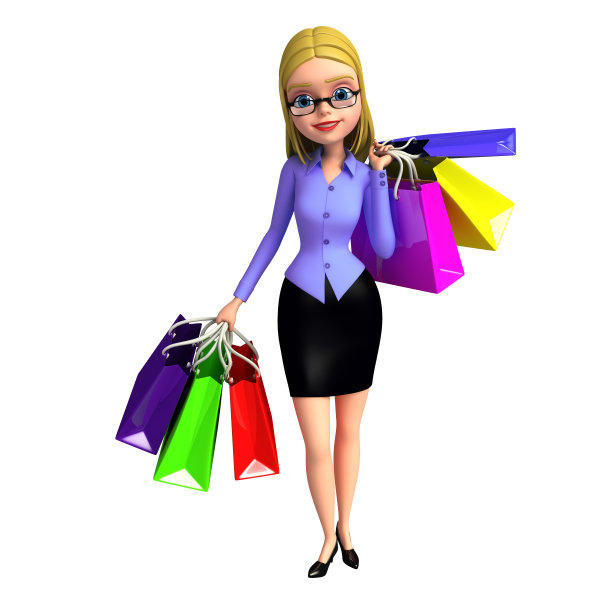 拿着购物袋的年轻女孩图片下载