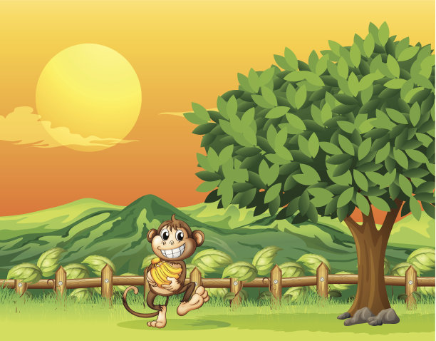 猴子在桥上拿着他的食物图片下载