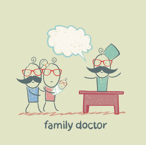 家庭医生治疗母亲，父亲和孩子图片下载