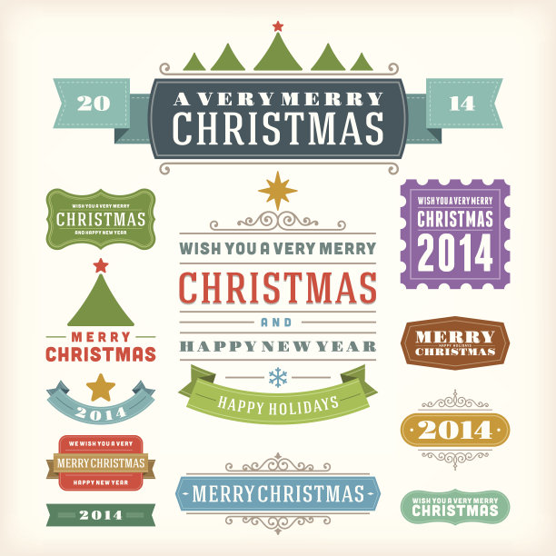 圣诞装饰矢量设计元素集合图片下载